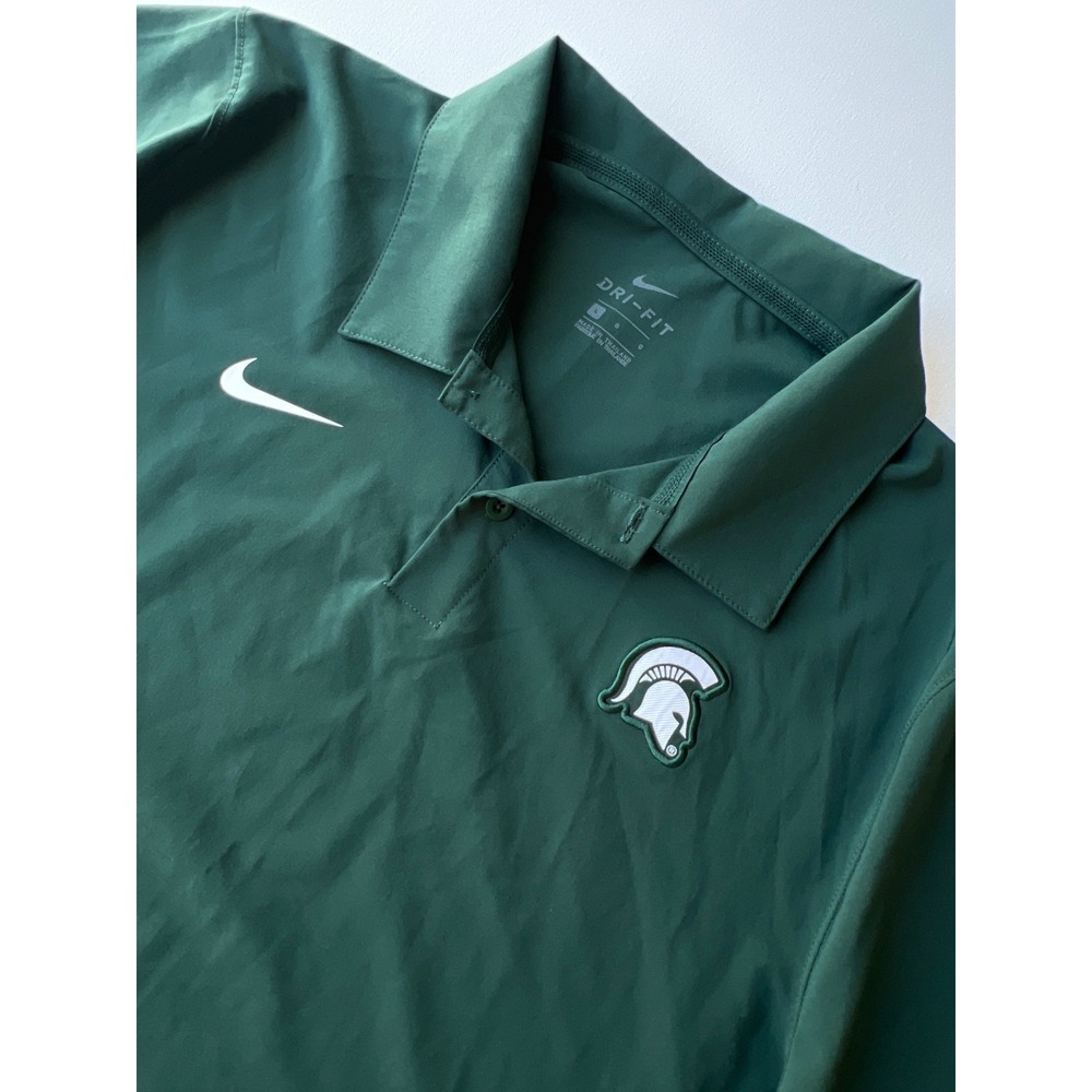 Nike Dri-FIT Polo Shirt Mens L Green Michigan State Spartans MSU Golf Football
